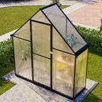 BIRCHTREE Garden Polycarbonate Greenhouse Walk-In Aluminium Frame