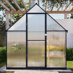 BIRCHTREE Garden Polycarbonate Greenhouse Walk-In Aluminium Frame