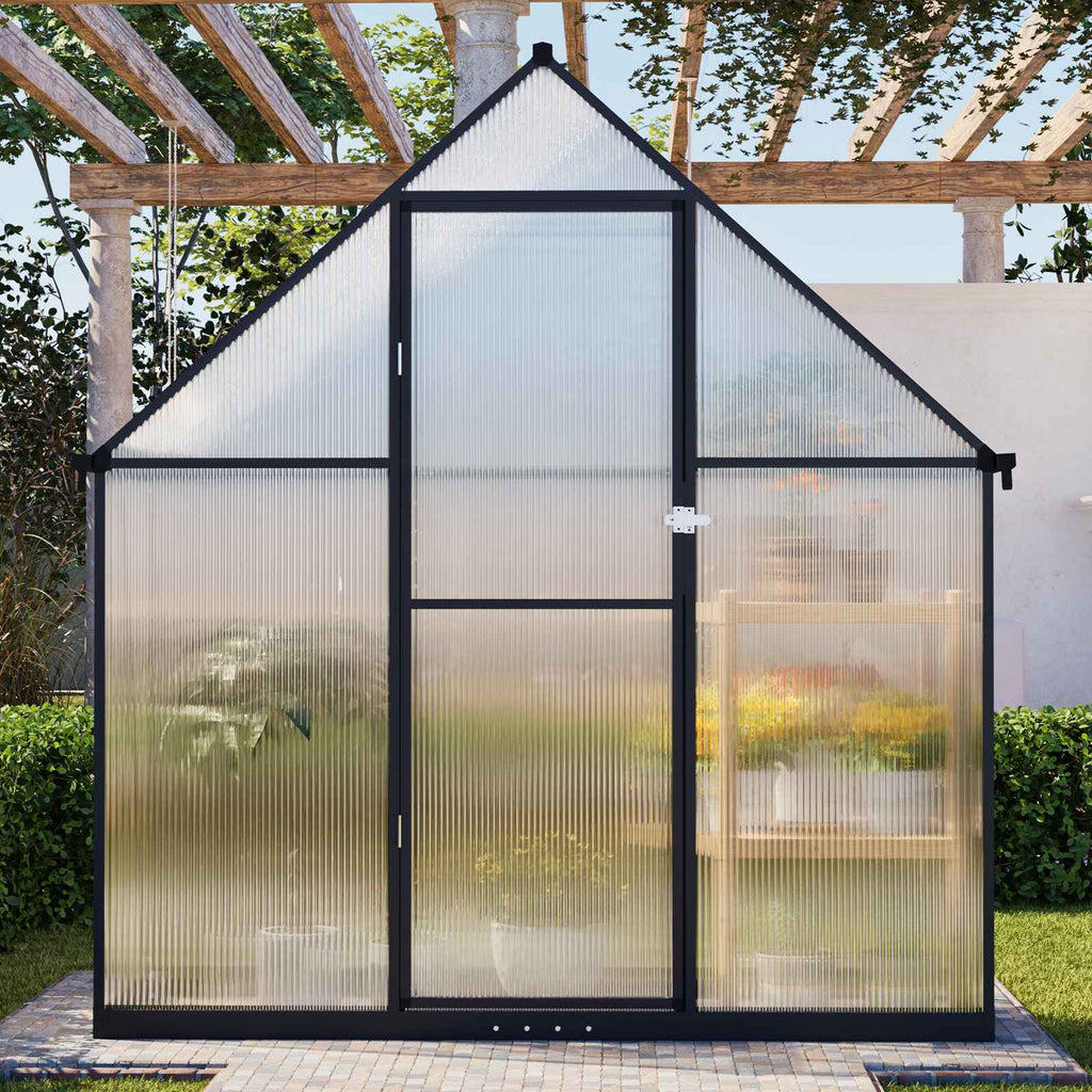 BIRCHTREE Garden Polycarbonate Greenhouse Walk-In Aluminium Frame