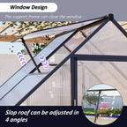 BIRCHTREE Garden Polycarbonate Greenhouse Walk-In Aluminium Frame