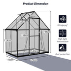 BIRCHTREE Garden Polycarbonate Greenhouse Walk-In Aluminium Frame