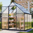 BIRCHTREE Garden Polycarbonate Greenhouse Walk-In Aluminium Frame