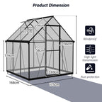 BIRCHTREE Garden Polycarbonate Greenhouse Walk-In Aluminium Frame
