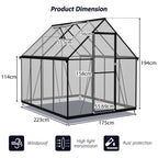 BIRCHTREE Garden Polycarbonate Greenhouse Walk-In Aluminium Frame