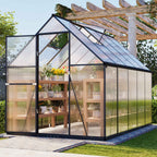 BIRCHTREE Garden Polycarbonate Greenhouse Walk-In Aluminium Frame