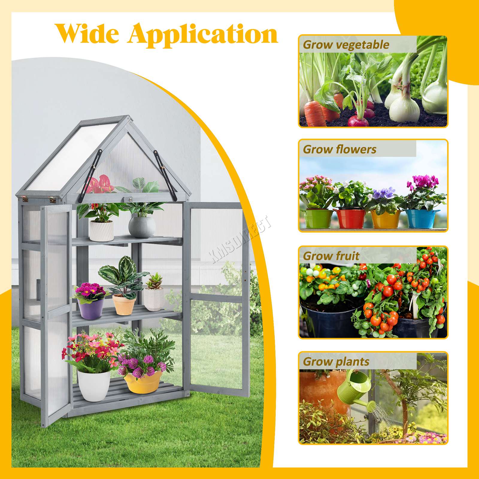 BIRCHTREE Greenhouse Wooden Frame G01 Grey