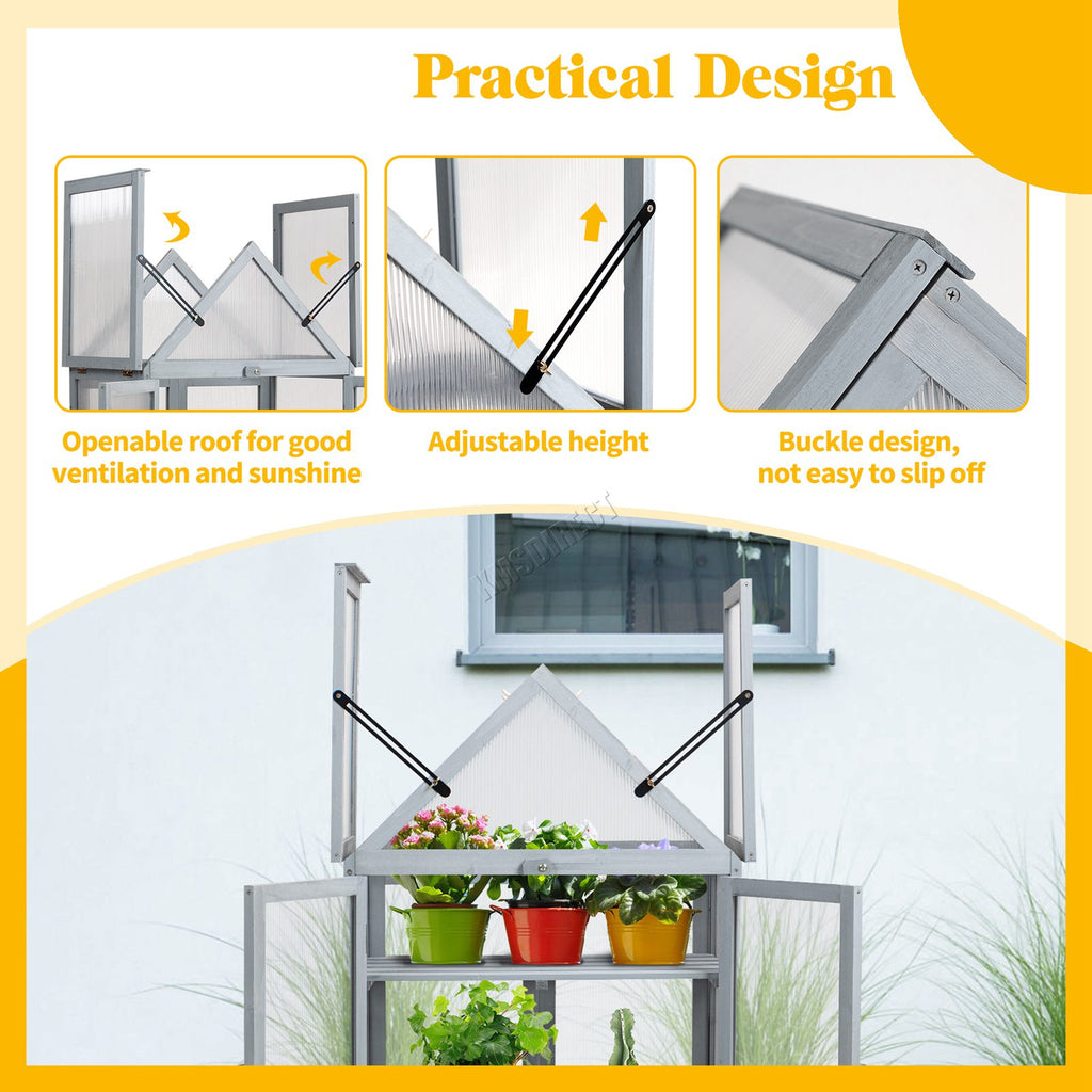 BIRCHTREE Greenhouse Wooden Frame G01 Grey