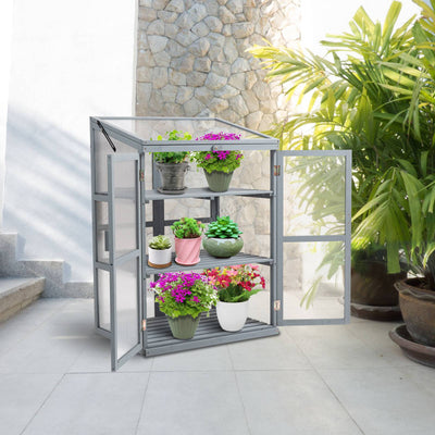 BIRCHTREE Greenhouse Wooden Frame G02 Grey