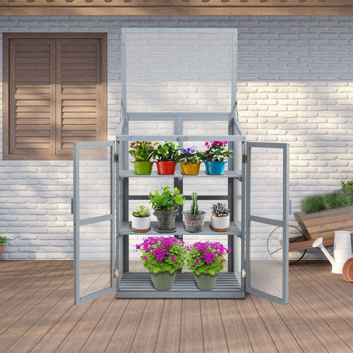 BIRCHTREE Greenhouse Wooden Frame G02 Grey