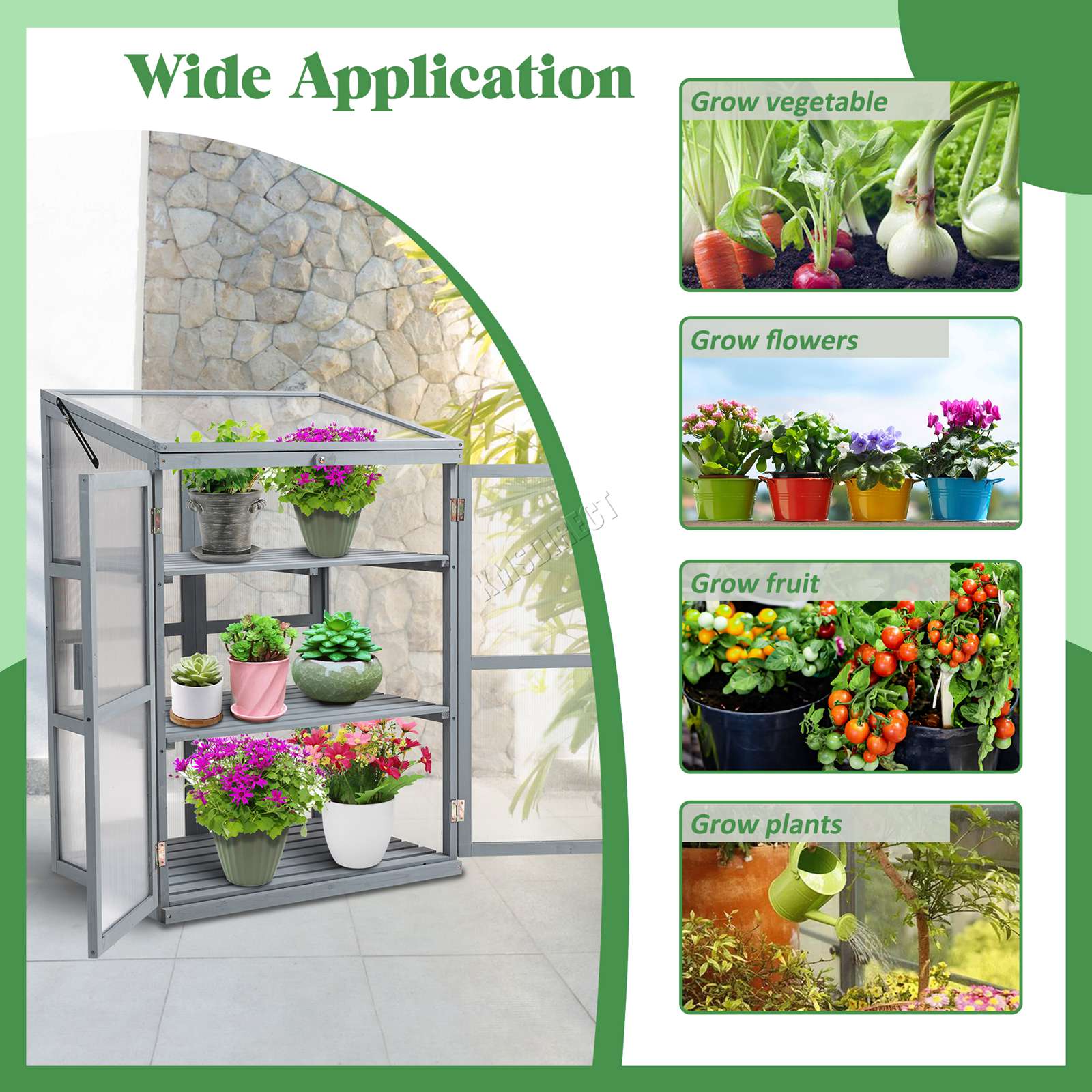BIRCHTREE Greenhouse Wooden Frame G02 Grey