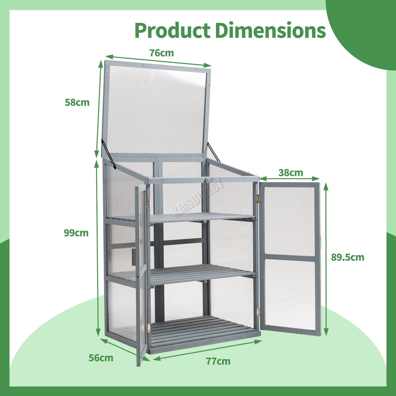BIRCHTREE Greenhouse Wooden Frame G02 Grey