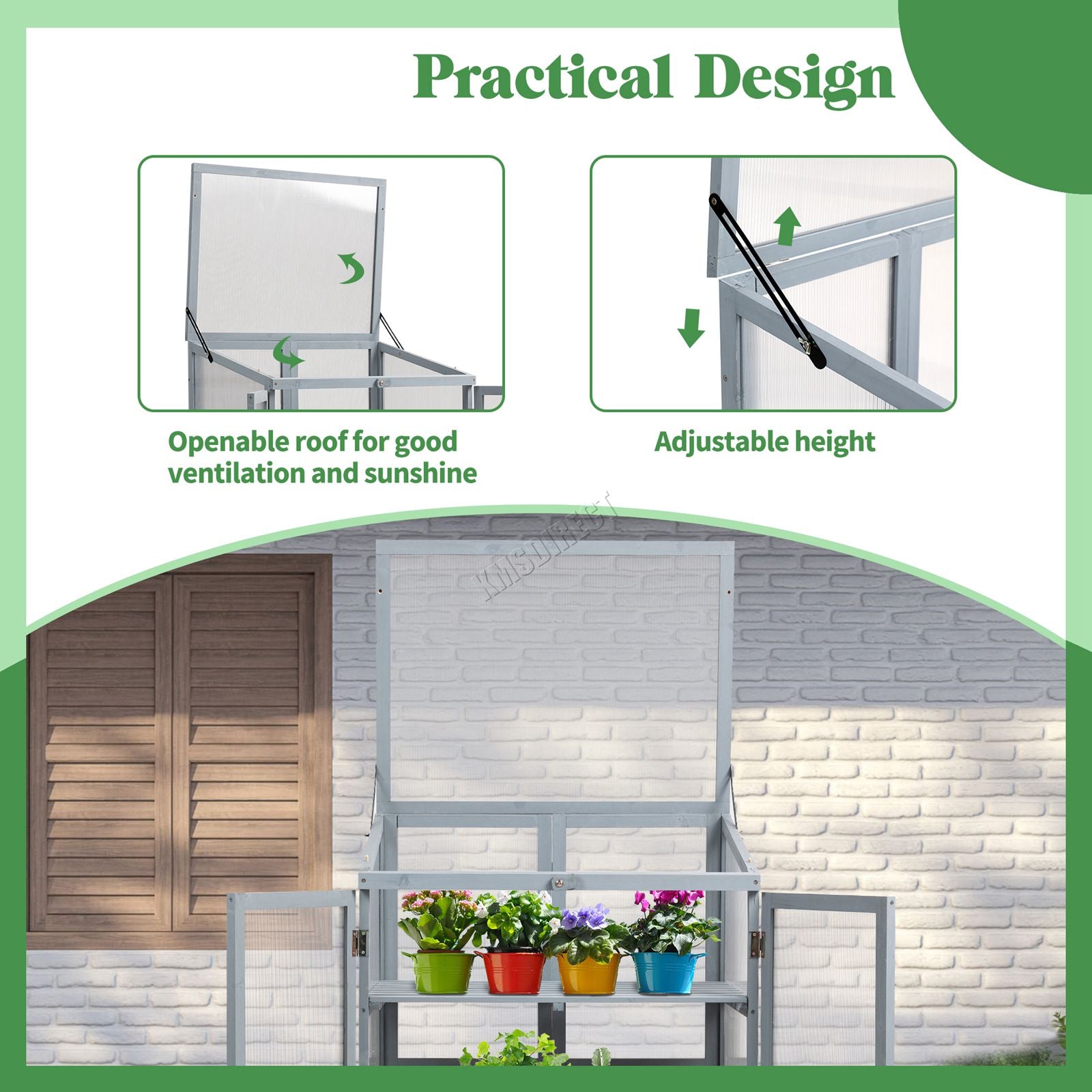 BIRCHTREE Greenhouse Wooden Frame G02 Grey