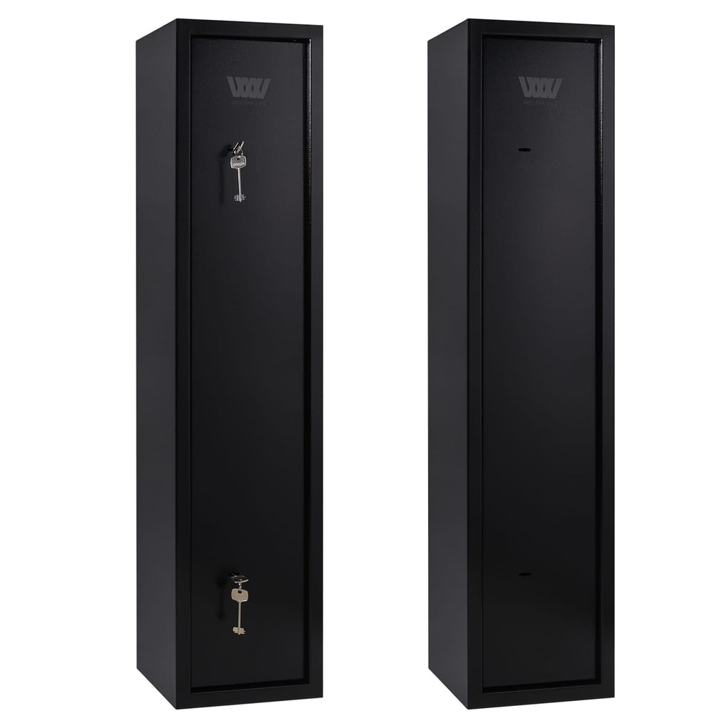 Two black gun cabinet on a white background