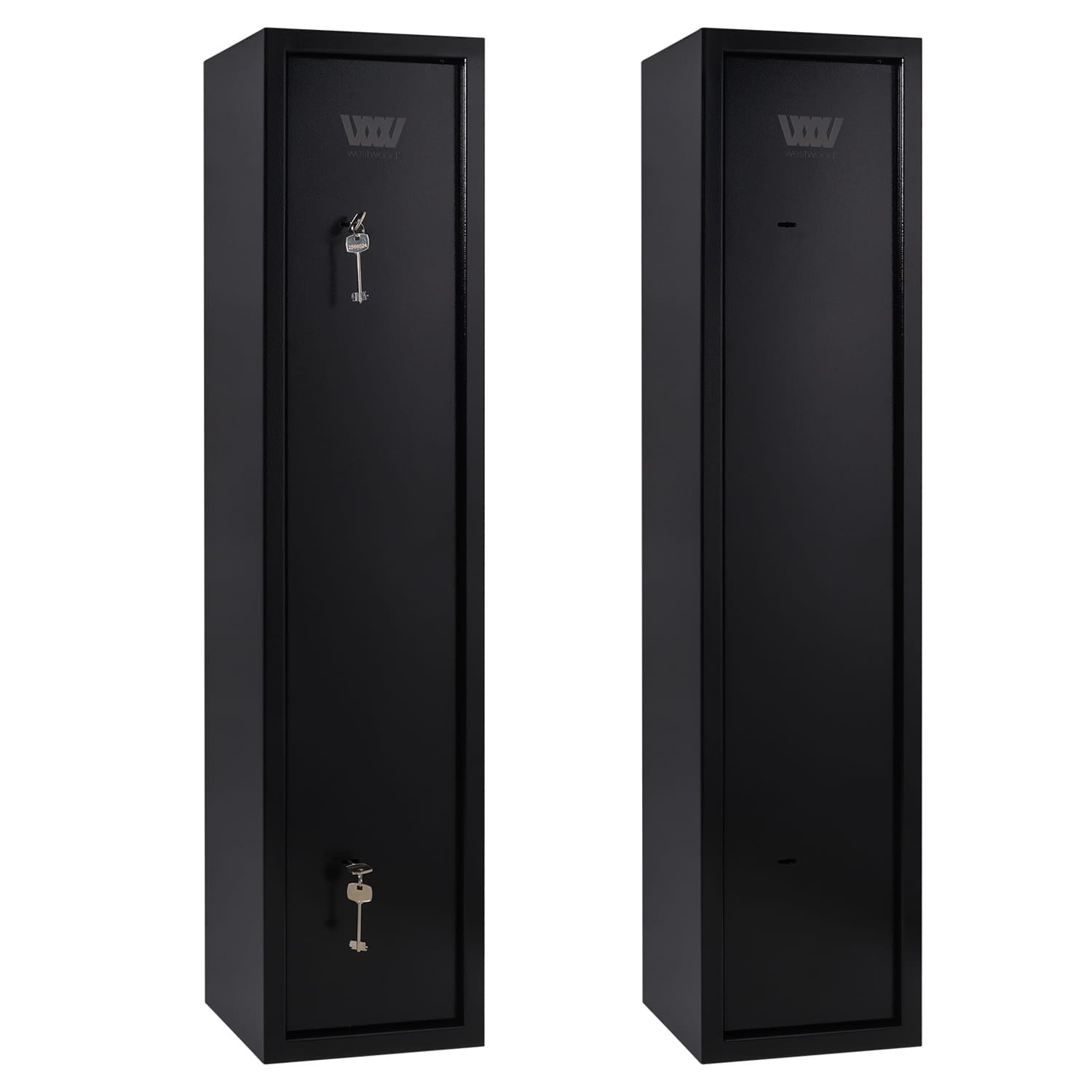 Two black gun cabinet on a white background