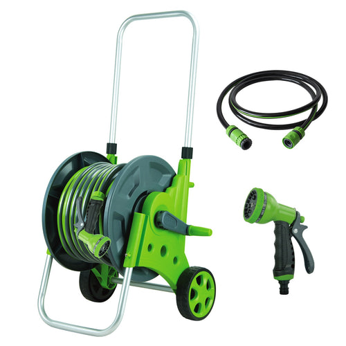BIRCHTREE Garden Hose Reel Cart Trolley Watering Pipe
