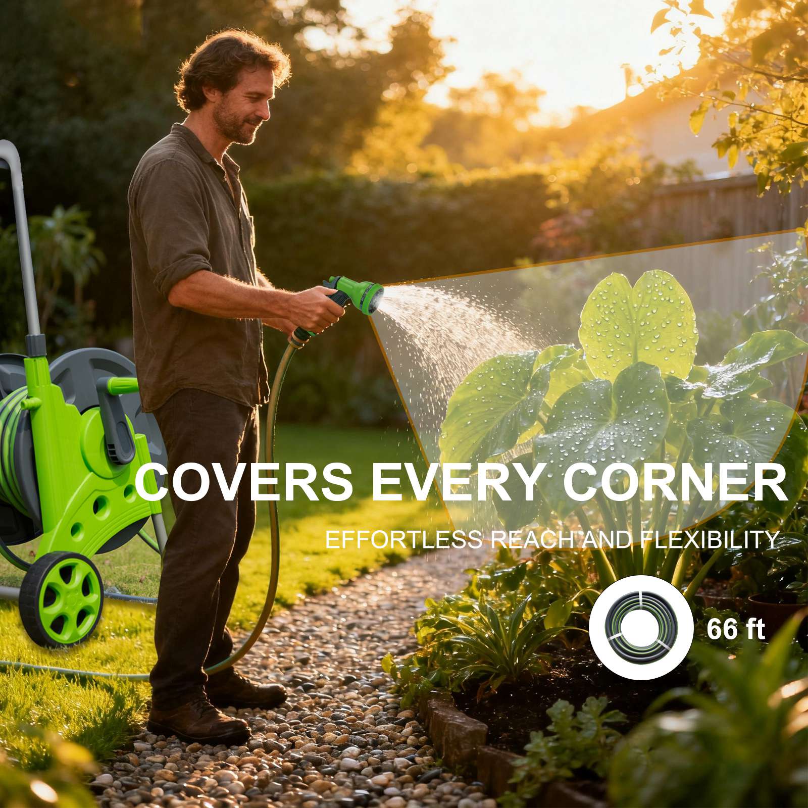 BIRCHTREE Garden Hose Reel Cart Trolley Watering Pipe
