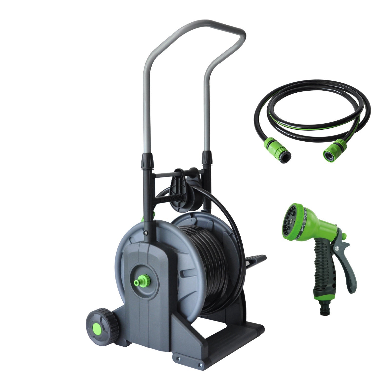 BIRCHTREE Garden Hose Reel Cart Trolley Watering Pipe