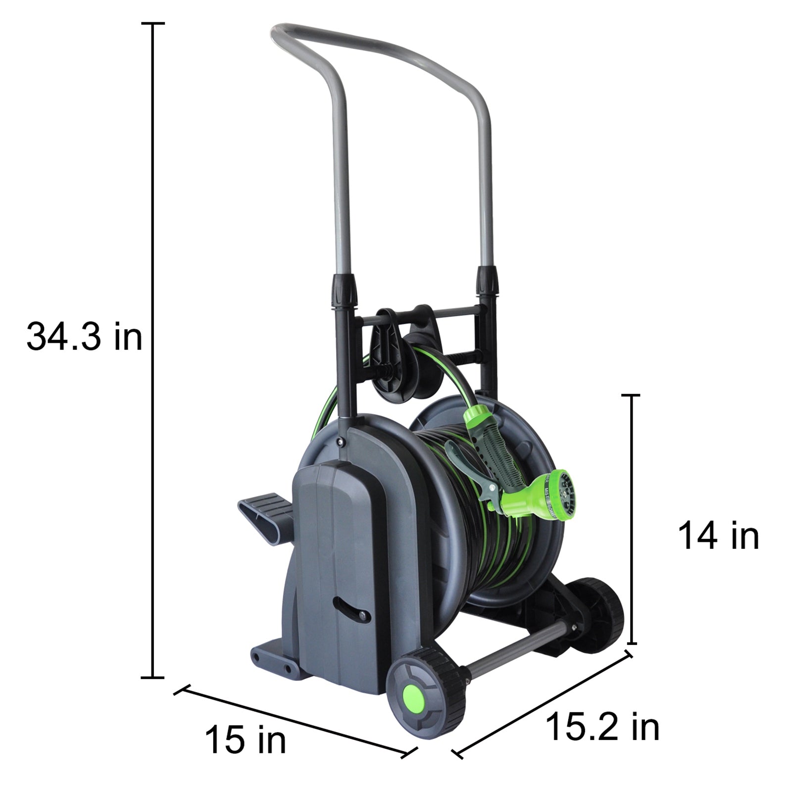 BIRCHTREE Garden Hose Reel Cart Trolley Watering Pipe
