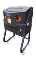 Black industrial parts washer with orange interior on a white background, featuring the Switzer brand.