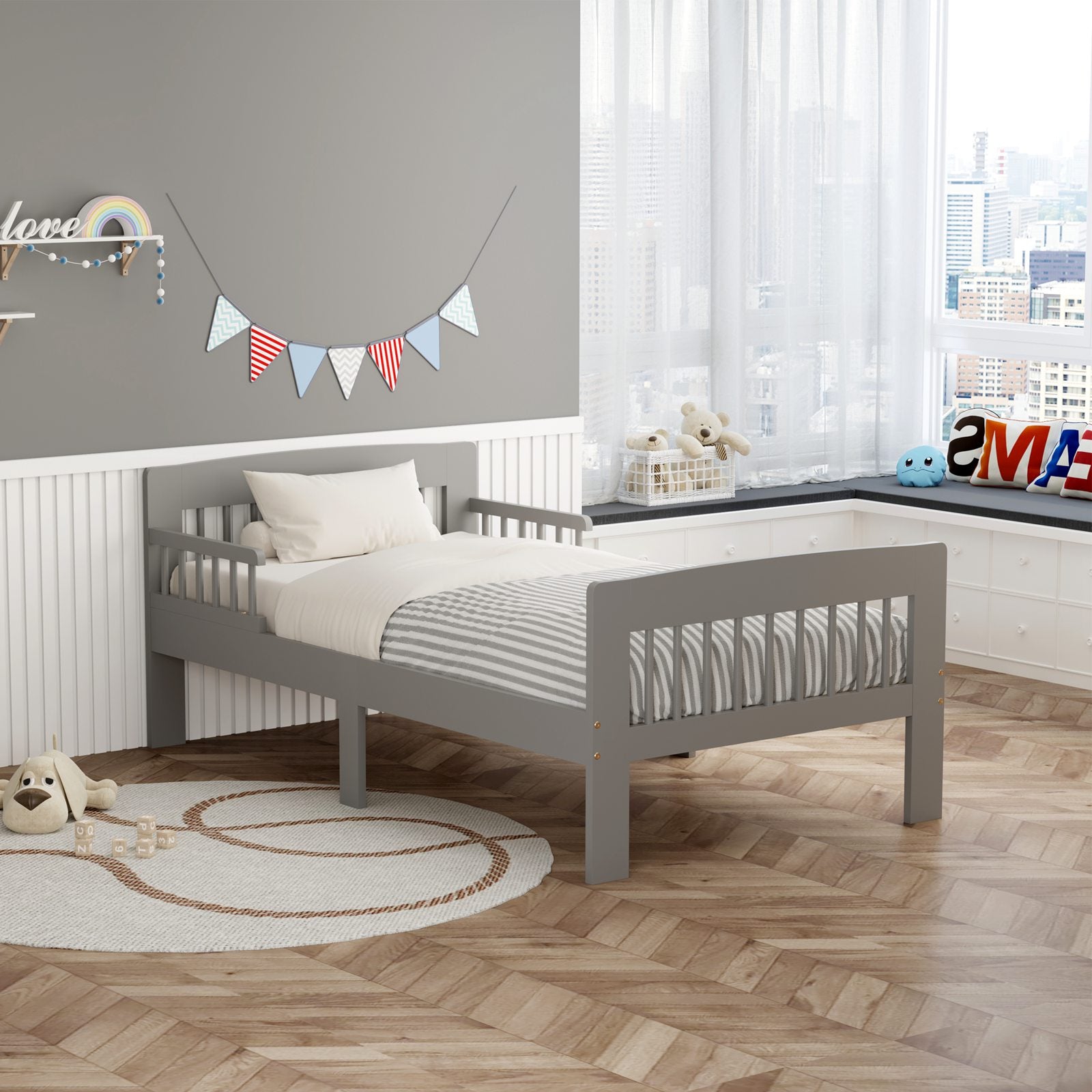 WestWood Wooden Junior Bed Frame Only with Bed Rail Guard 01