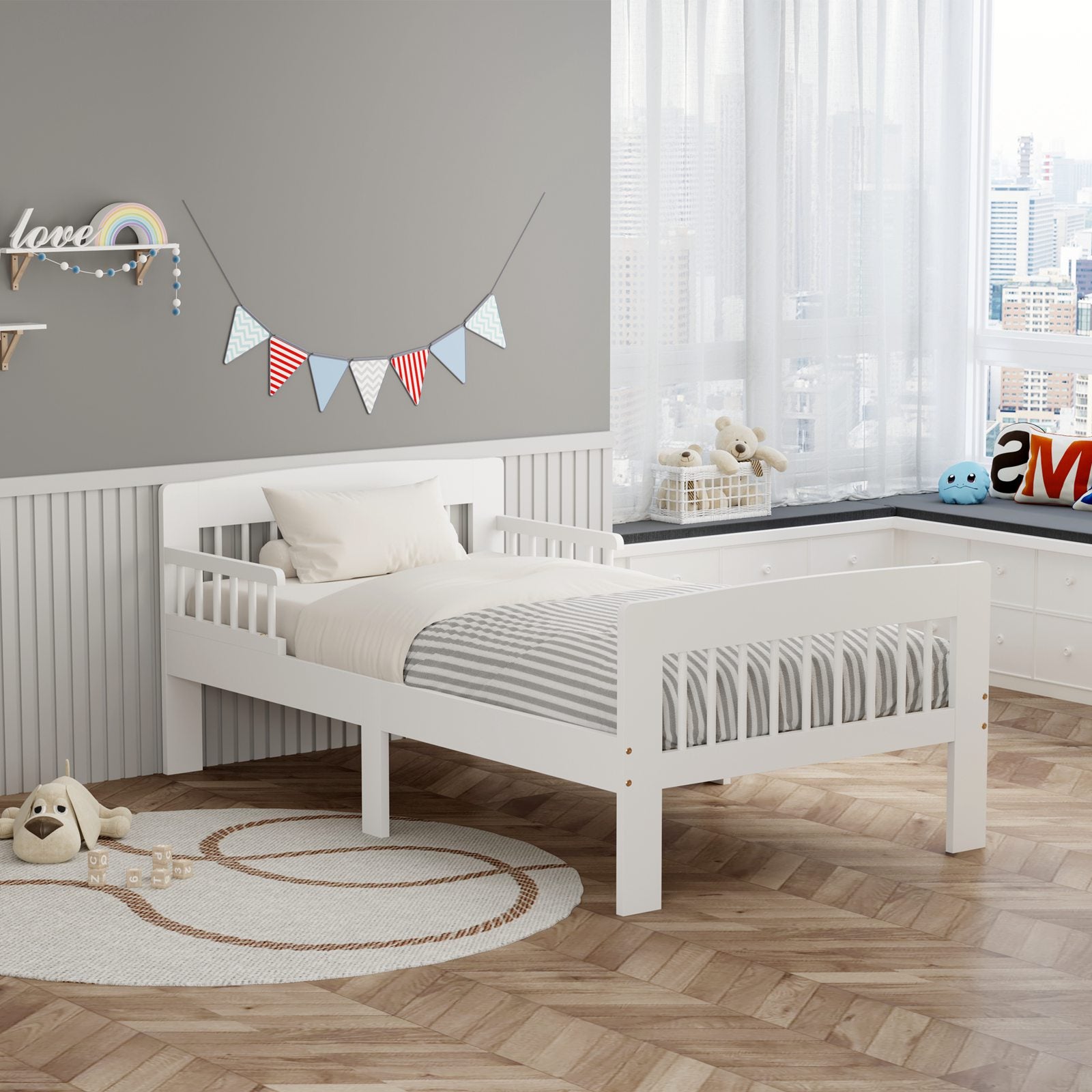 WestWood Wooden Junior Bed Frame Only with Bed Rail Guard 01