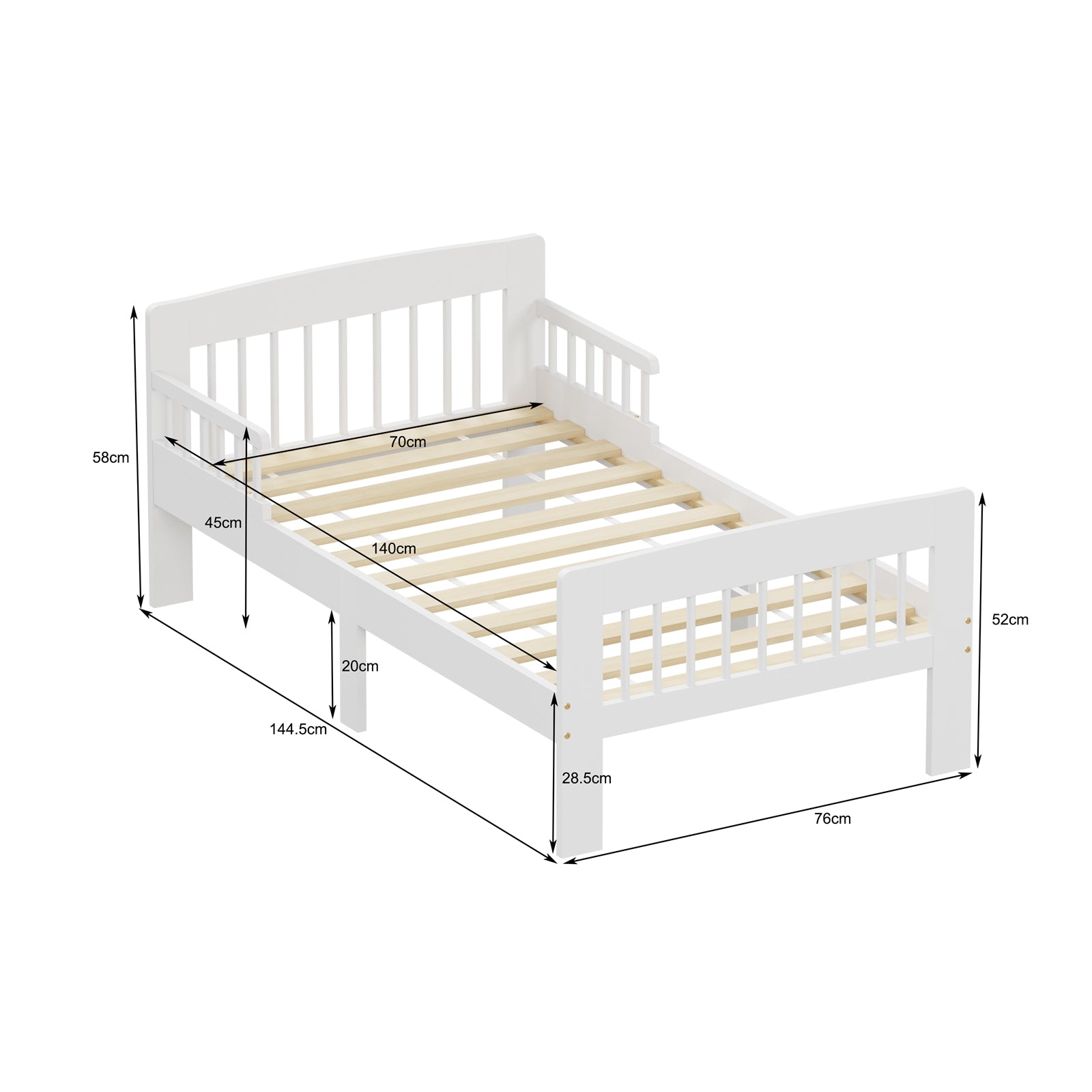 WestWood Wooden Junior Bed Frame Only with Bed Rail Guard 01