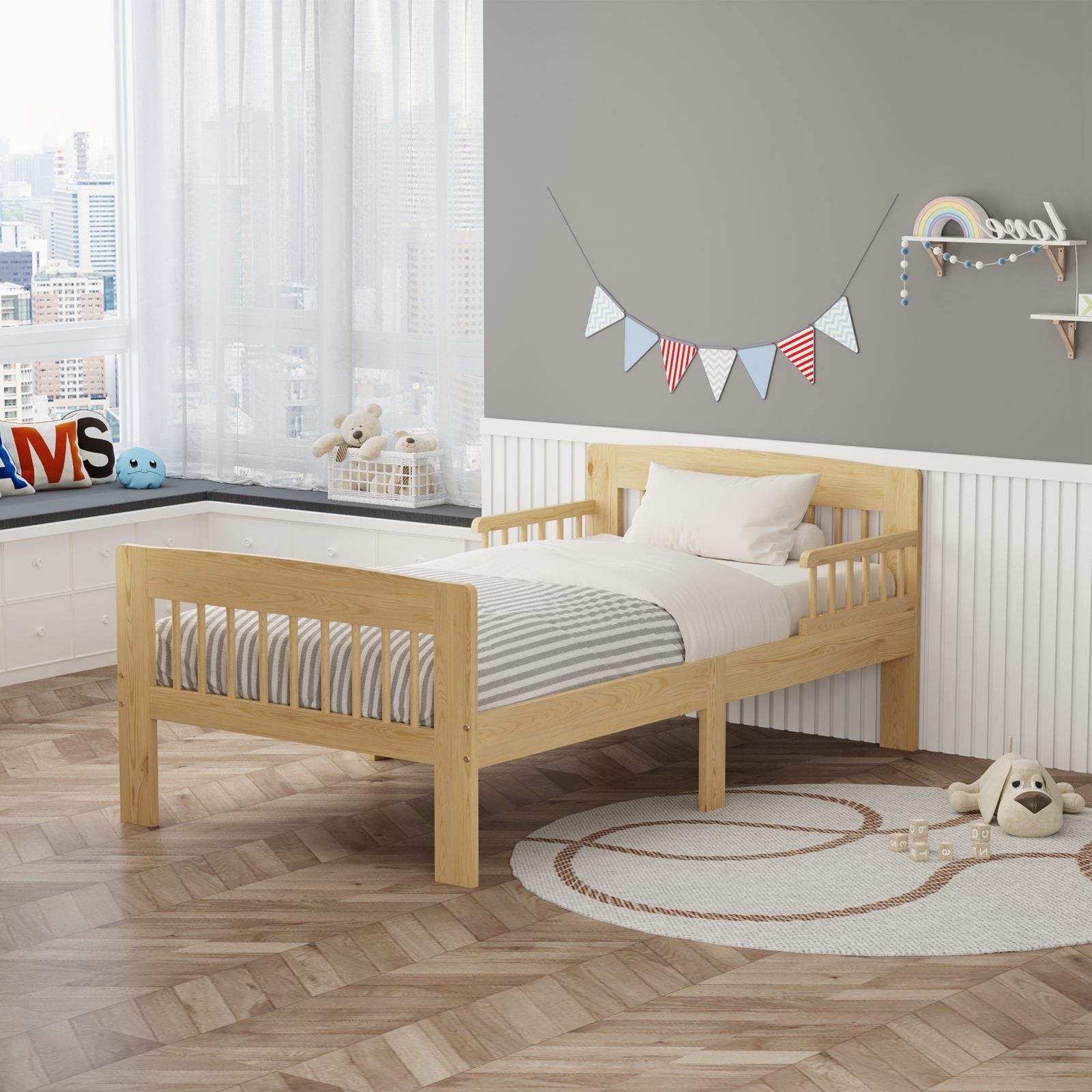 WestWood Wooden Junior Bed Frame Only with Bed Rail Guard 01