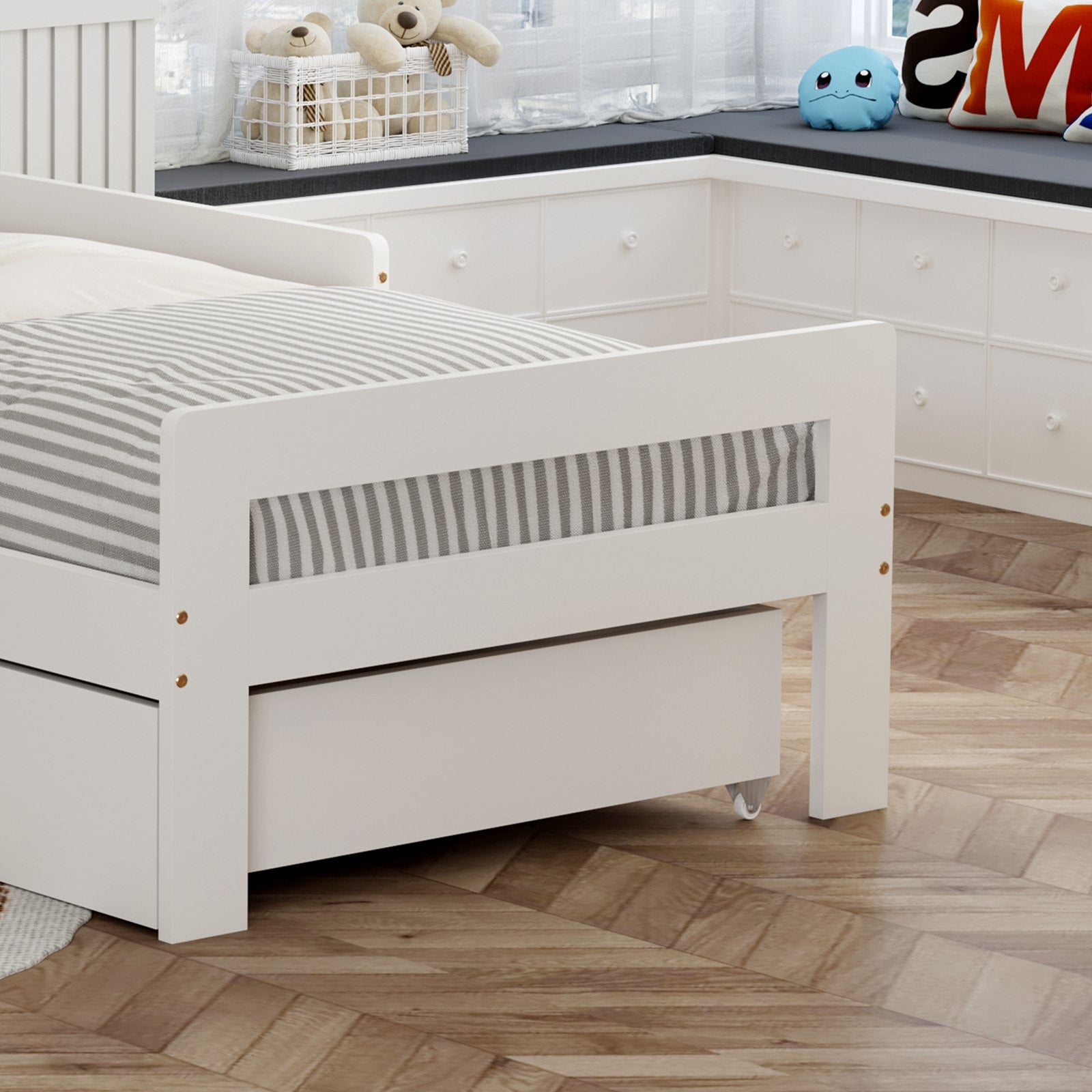 WestWood Wooden Junior Bed Frame Only with Storage Drawer 02