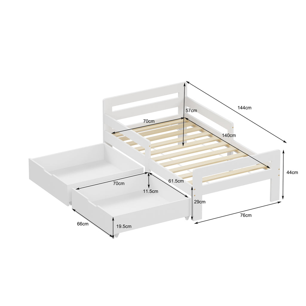 WestWood Wooden Junior Bed Frame Only with Storage Drawer 02