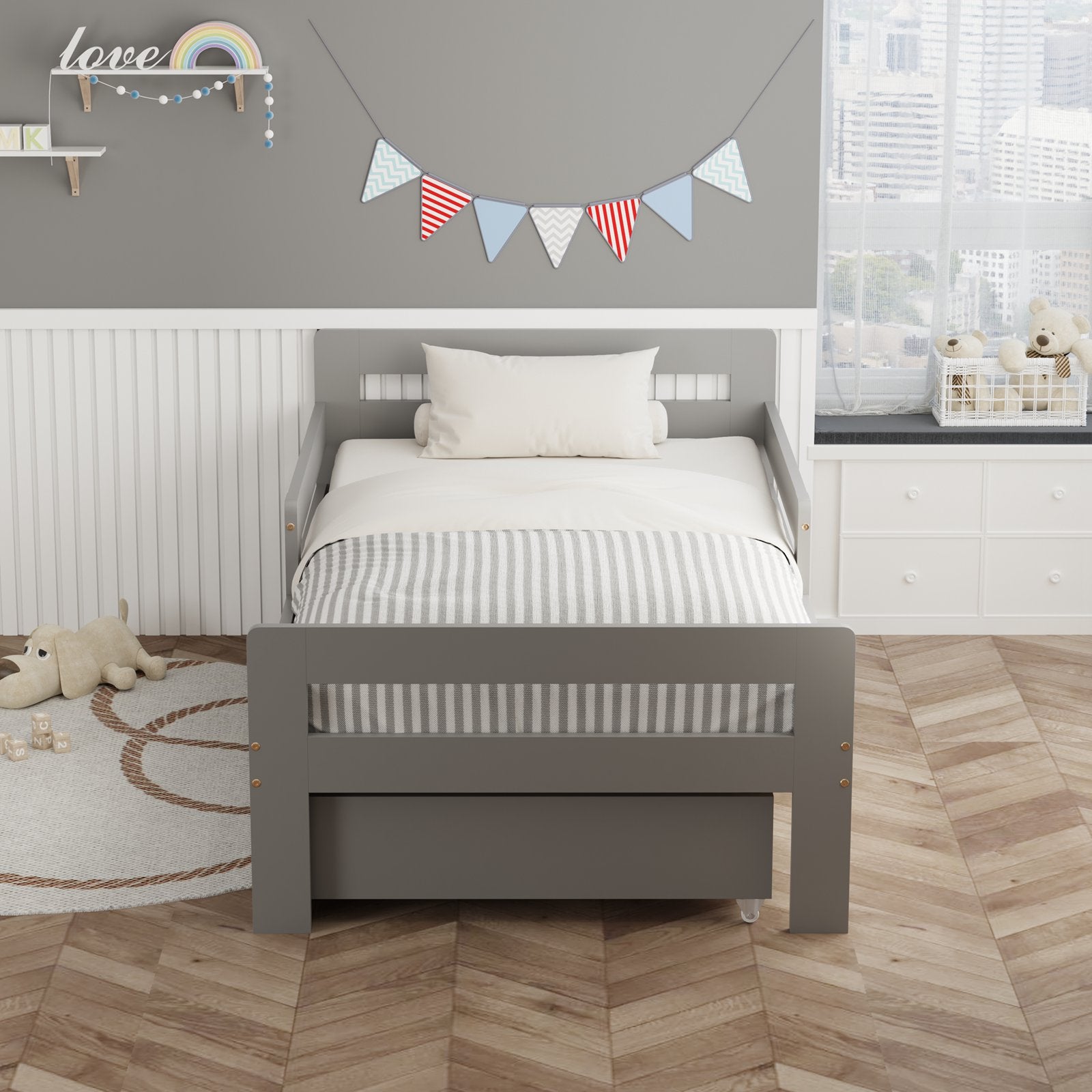 WestWood Wooden Junior Bed Frame Only with Storage Drawer 02