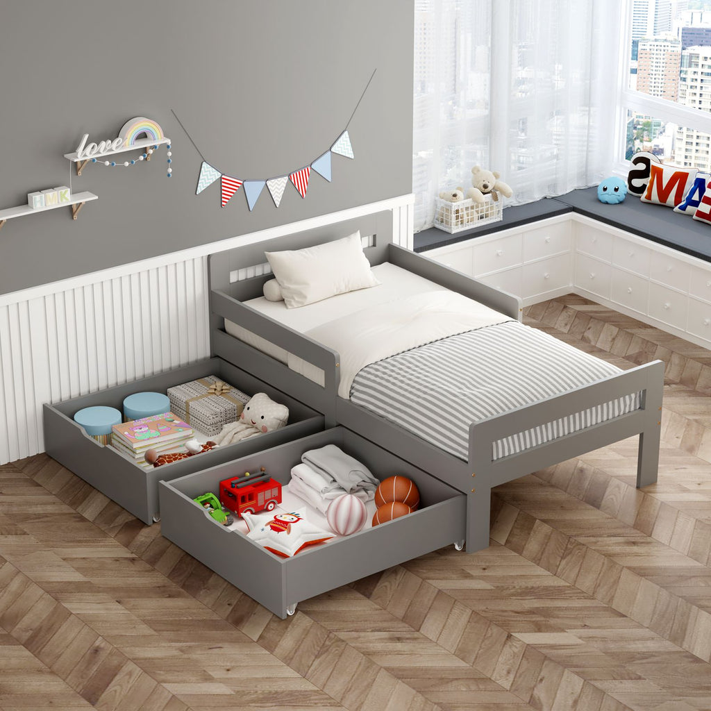 WestWood Wooden Junior Bed Frame Only with Storage Drawer 02