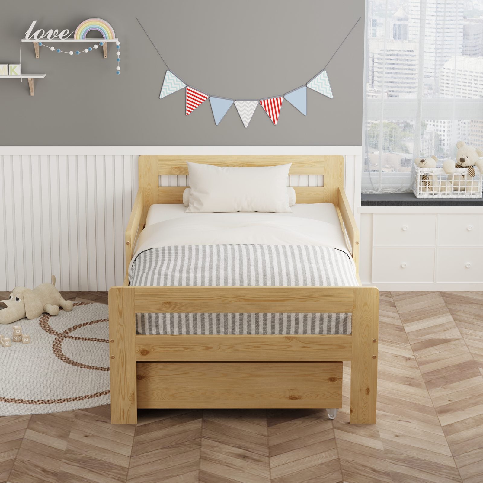 WestWood Wooden Junior Bed Frame Only with Storage Drawer 02