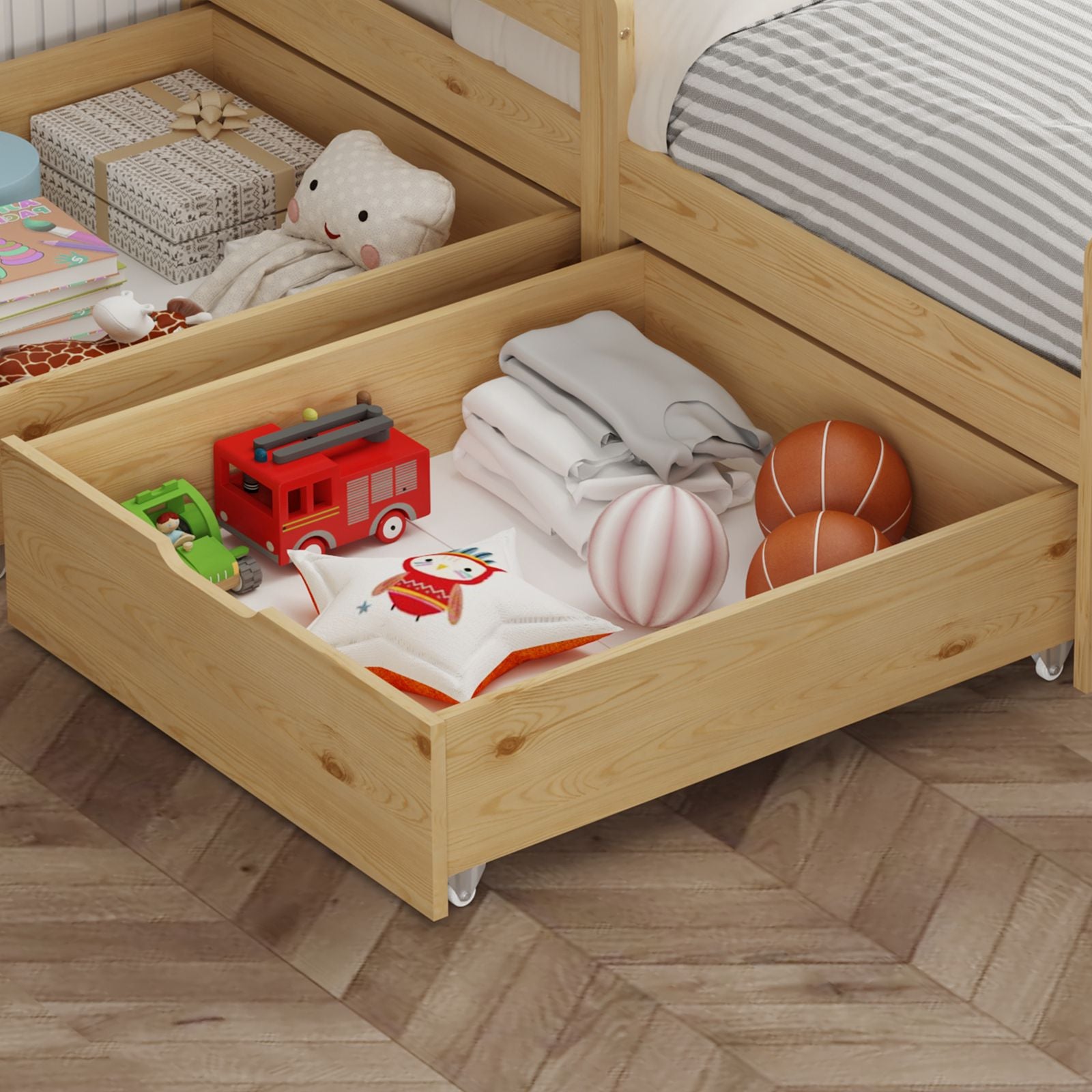 WestWood Wooden Junior Bed Frame Only with Storage Drawer 02