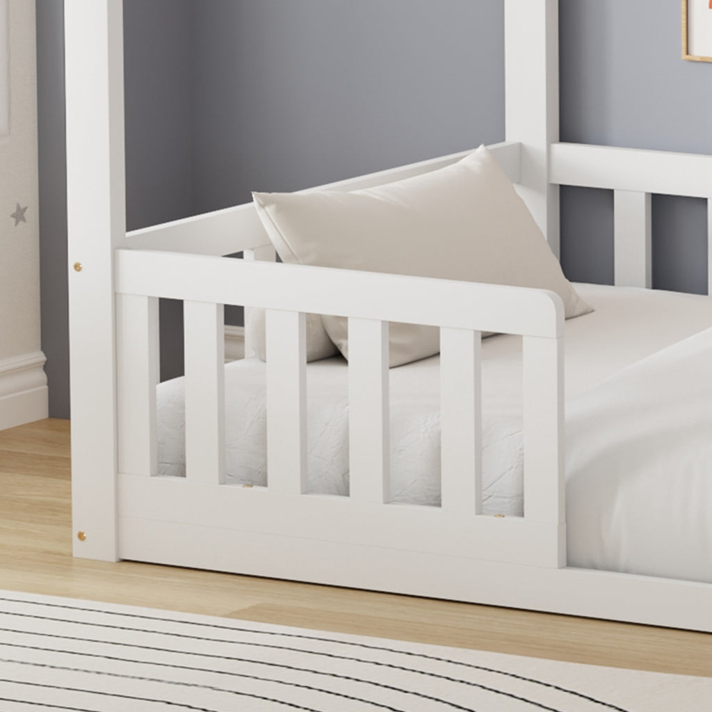 WestWood Wooden House Shaped Toddler Bed Frame with Split Safety Guard Rail