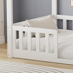 WestWood Wooden House Shaped Toddler Bed Frame with Split Safety Guard Rail