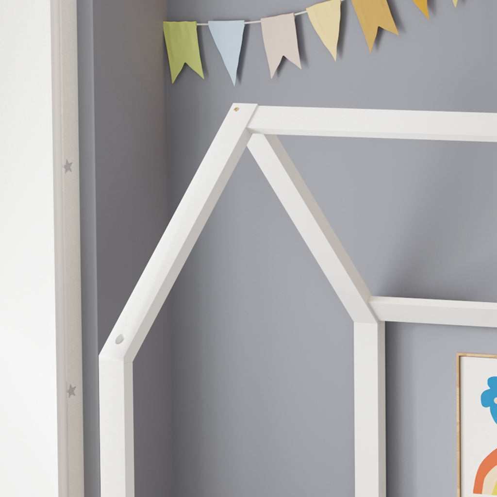 WestWood Wooden House Shaped Toddler Bed Frame with Split Safety Guard Rail