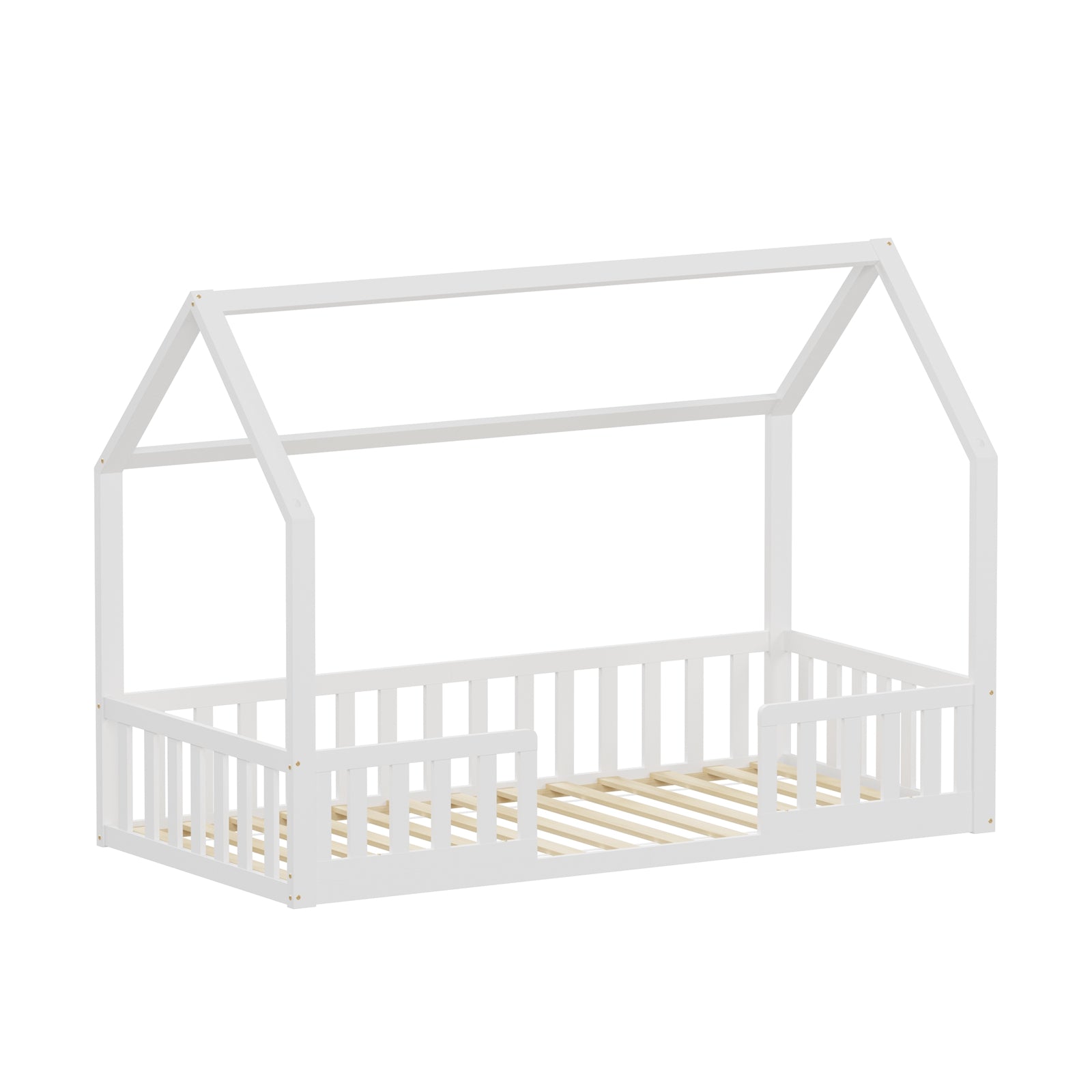 WestWood Wooden House Shaped Toddler Bed Frame with Split Safety Guard Rail