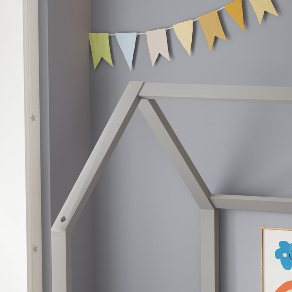 WestWood Wooden House Shaped Toddler Bed Frame with Split Safety Guard Rail
