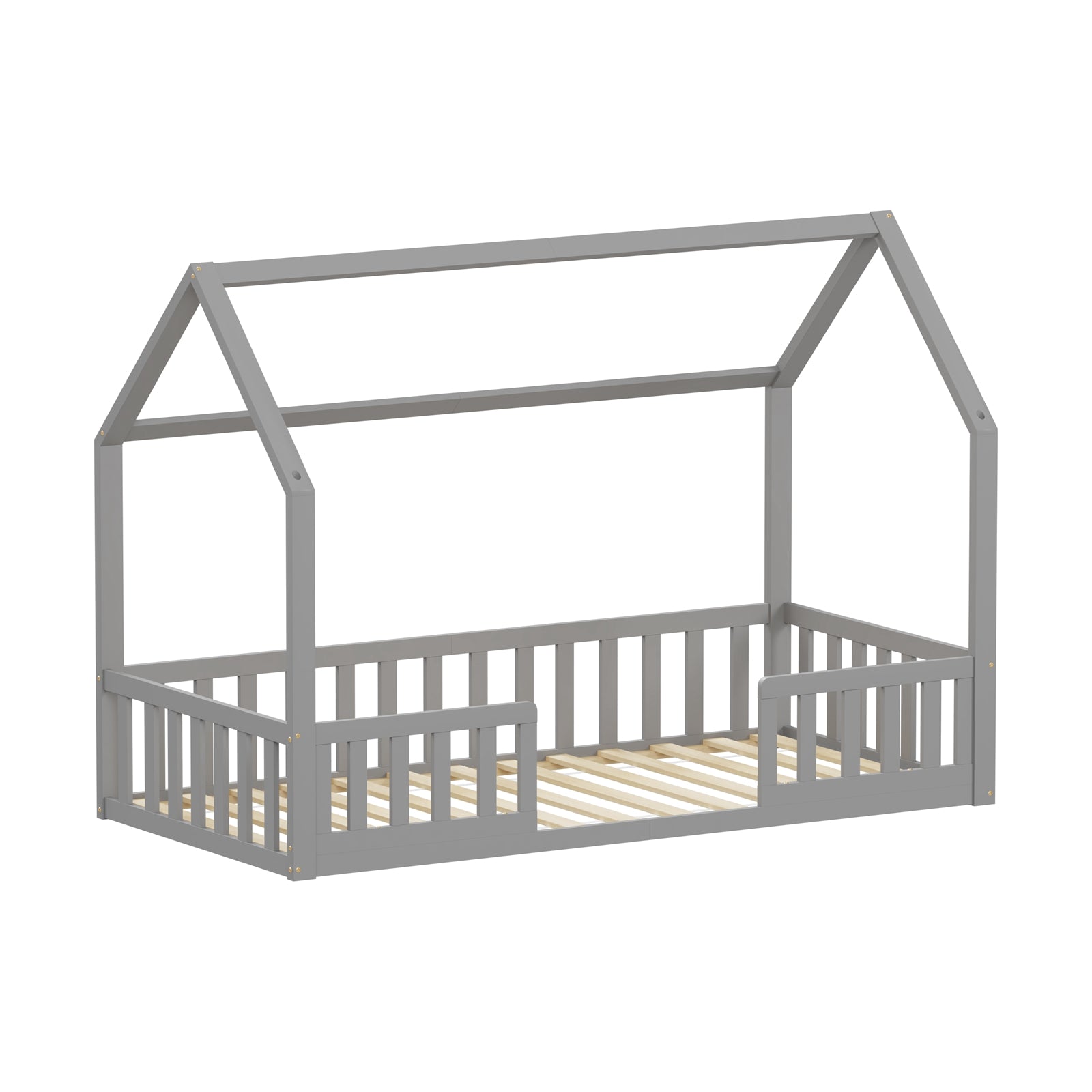 WestWood Wooden House Shaped Toddler Bed Frame with Split Safety Guard Rail