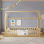 WestWood Wooden House Shaped Toddler Bed Frame with Split Safety Guard Rail