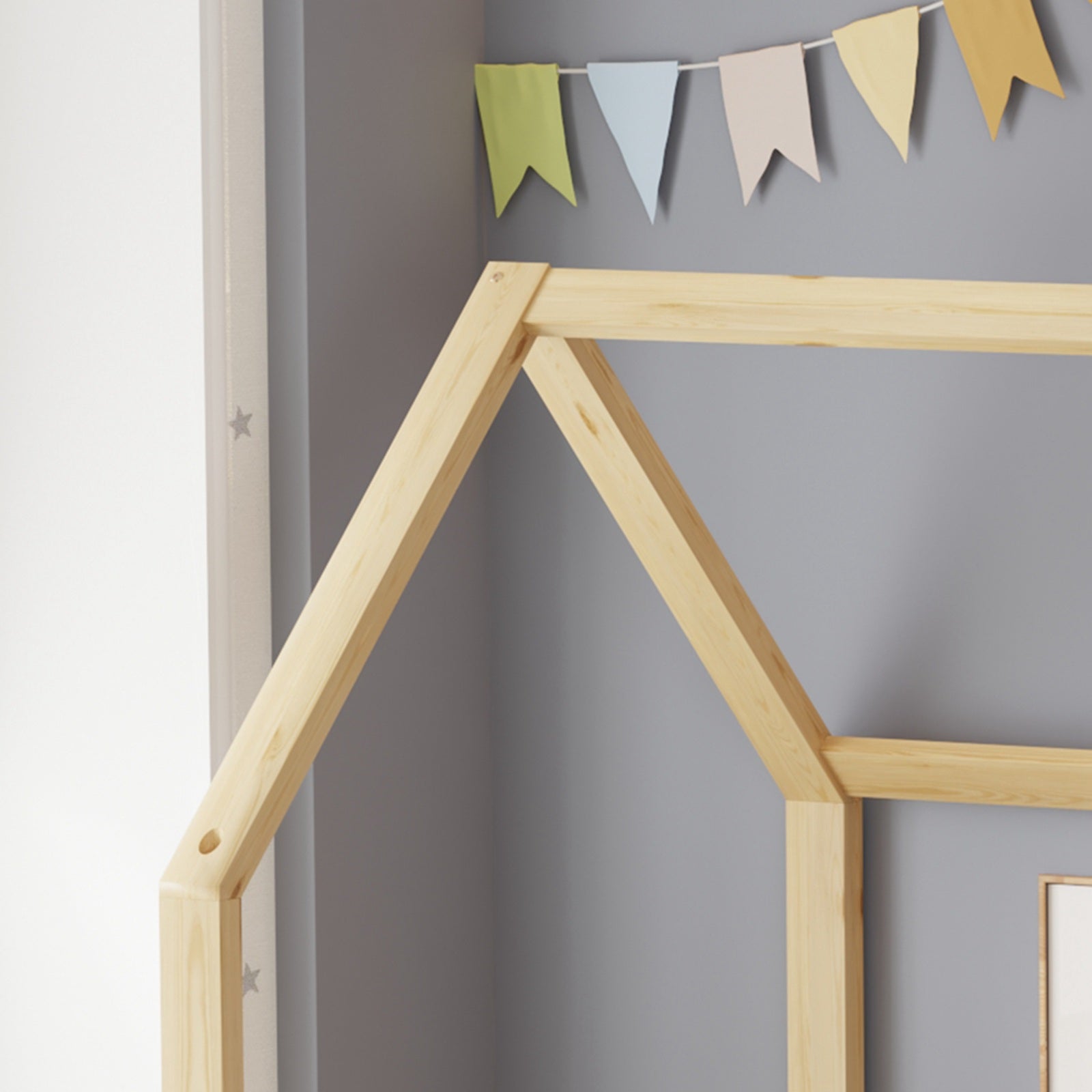 WestWood Wooden House Shaped Toddler Bed Frame with Split Safety Guard Rail