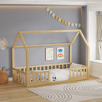 WestWood Wooden House Shaped Toddler Bed Frame with Split Safety Guard Rail
