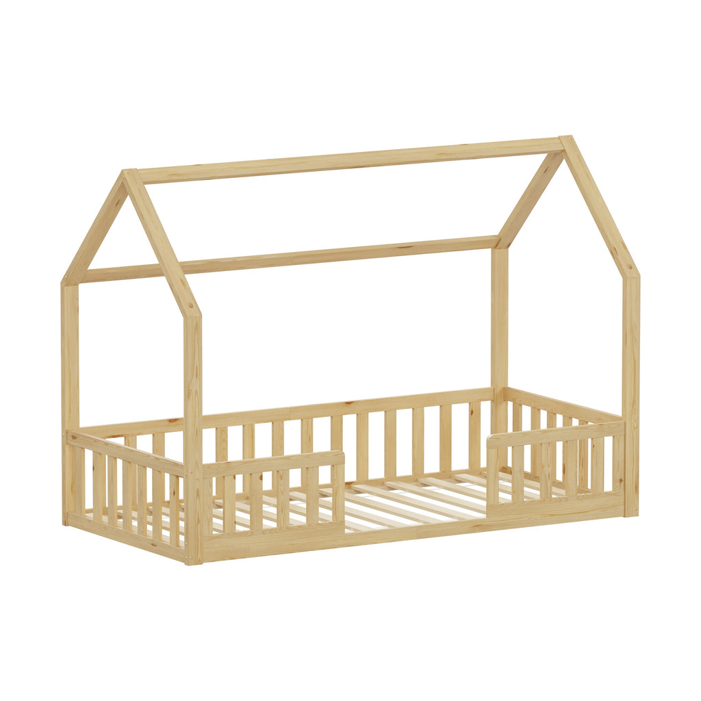 WestWood Wooden House Shaped Toddler Bed Frame with Split Safety Guard Rail