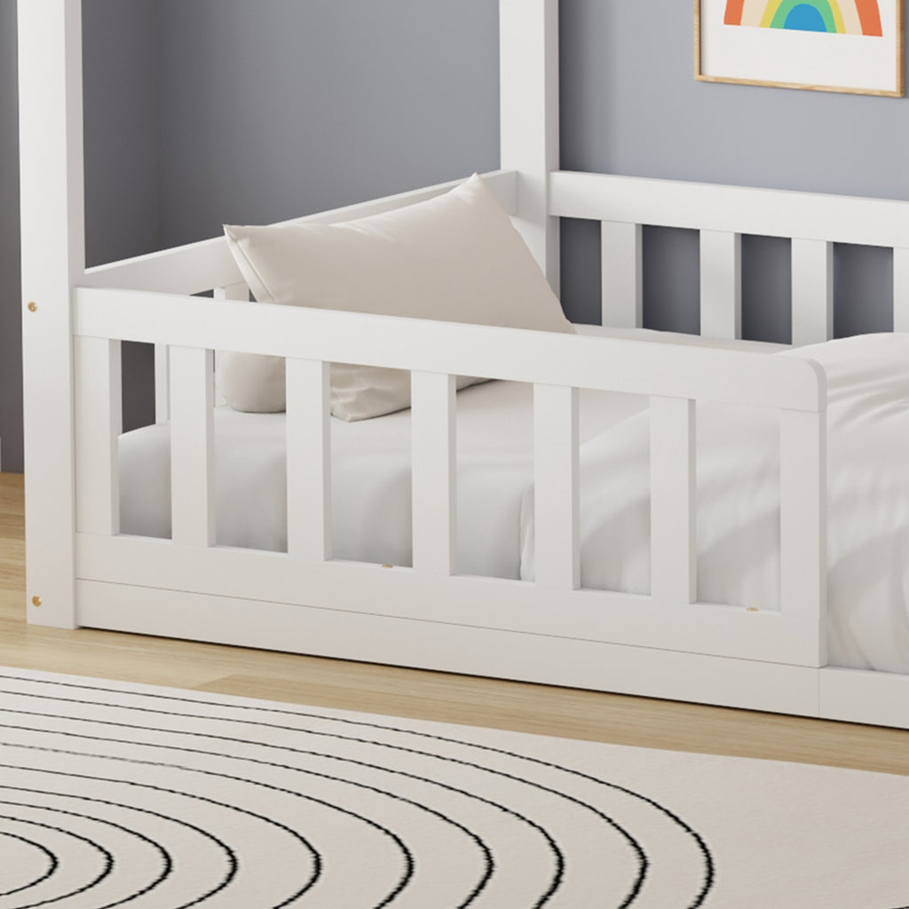 WestWood Wooden House Shaped Toddler Bed Frame with Half-Length Guard Rail