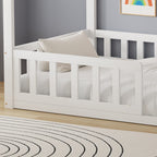 WestWood Wooden House Shaped Toddler Bed Frame with Half-Length Guard Rail