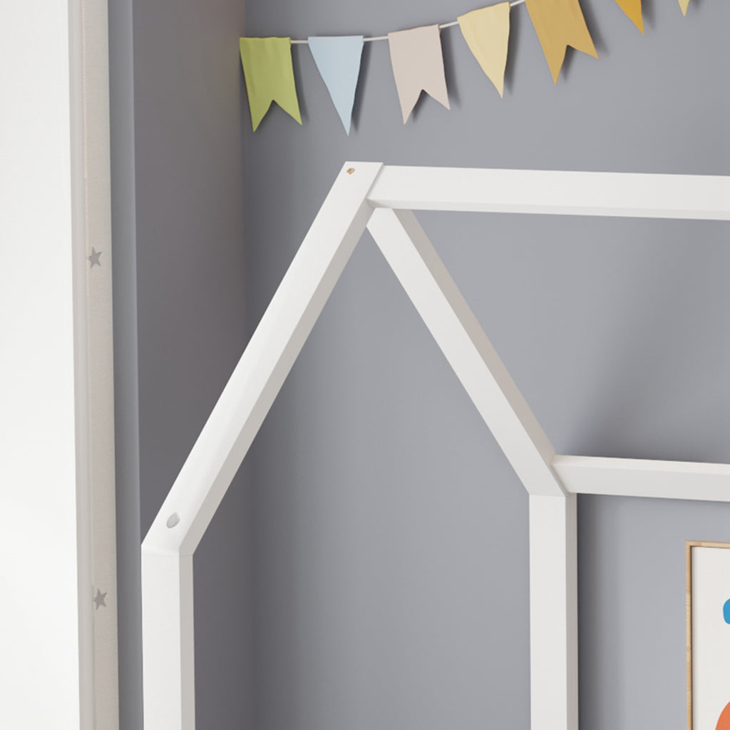 WestWood Wooden House Shaped Toddler Bed Frame with Half-Length Guard Rail