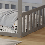 WestWood Wooden House Shaped Toddler Bed Frame with Half-Length Guard Rail