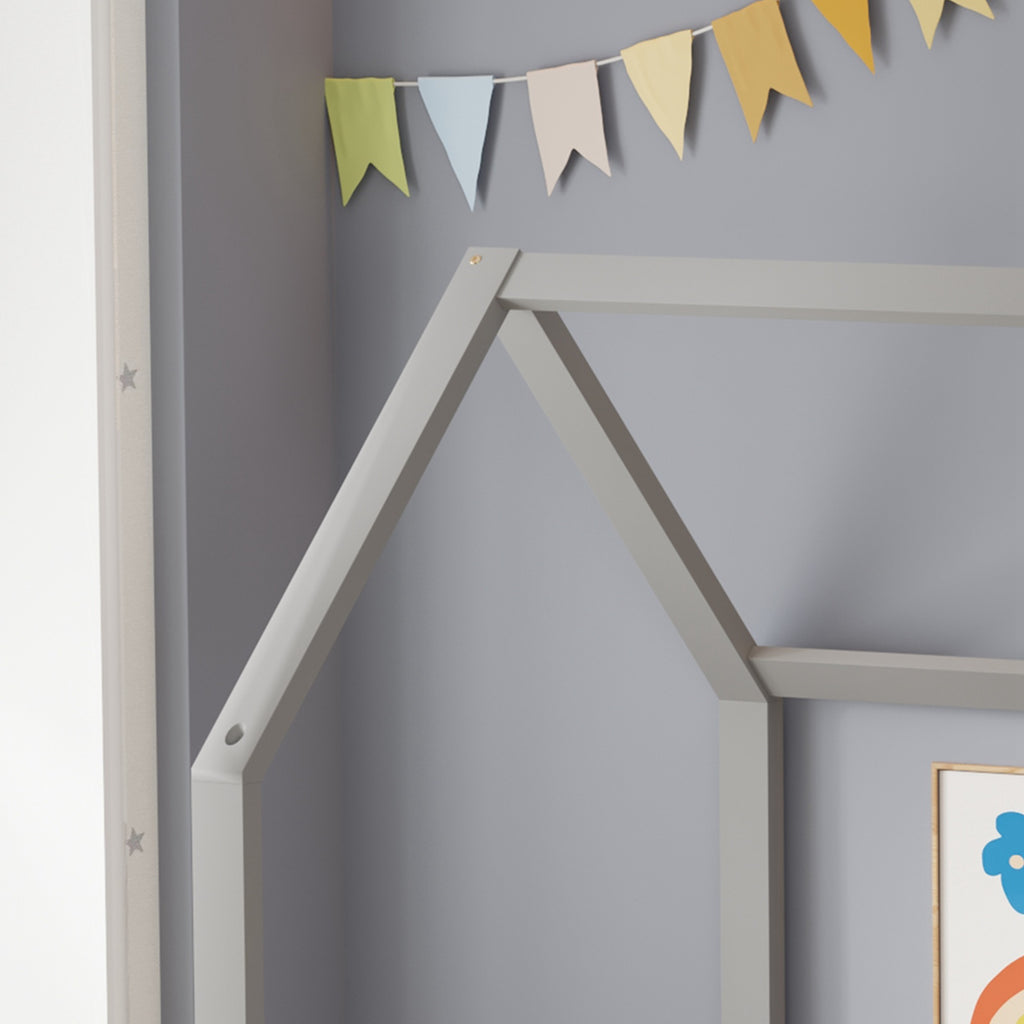 WestWood Wooden House Shaped Toddler Bed Frame with Half-Length Guard Rail