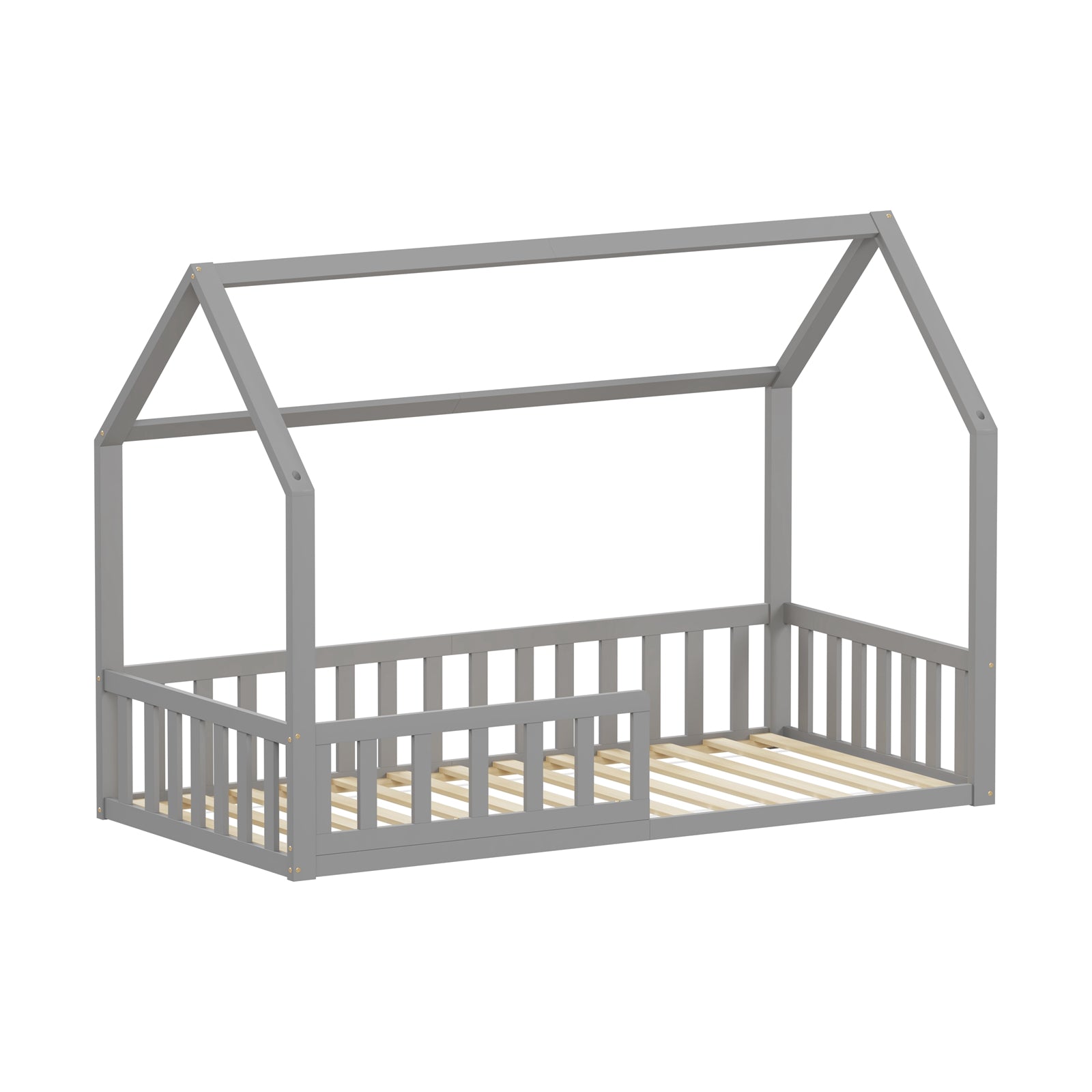 WestWood Wooden House Shaped Toddler Bed Frame with Half-Length Guard Rail