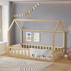 WestWood Wooden House Shaped Toddler Bed Frame with Half-Length Guard Rail